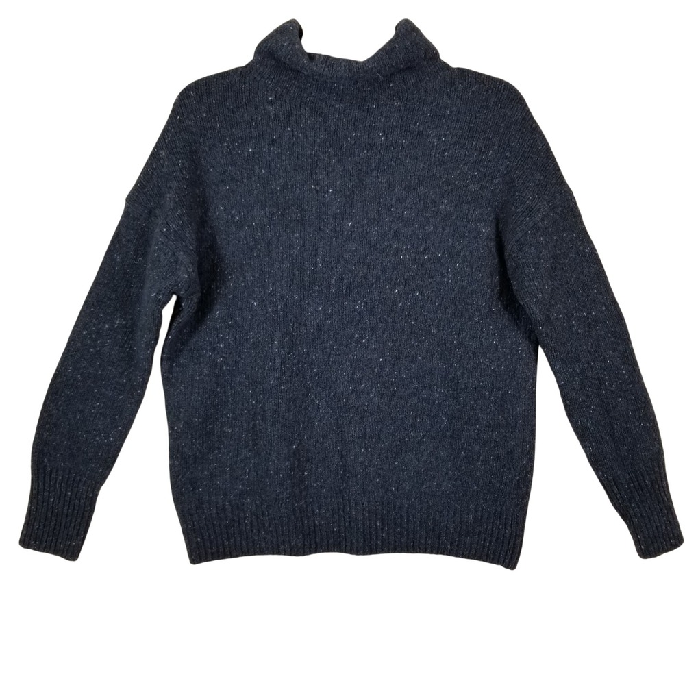 Vince Womens Navy Blue Speckled‎ Wool Alpaca Blend Mock Neck Sweater XS